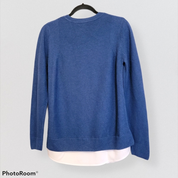 Hillary Radley Ribbed Mock Layer Blue Sweater S - Picture 3 of 11